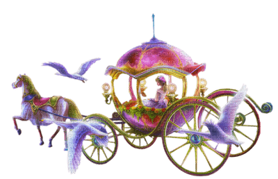 Kaz_Creations Horse Carriage Birds - PNG gratuit