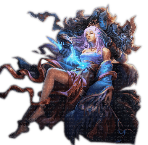 Rena Fantasy blue Woman girl Gothic art - gratis png