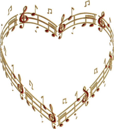 frame cadre rahmen  tube note notes gold heart coeur deco music - 無料png