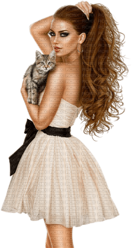 Girl With Cat - gratis png