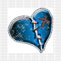 blue heart sparkly stitches - Бесплатный анимированный гифка