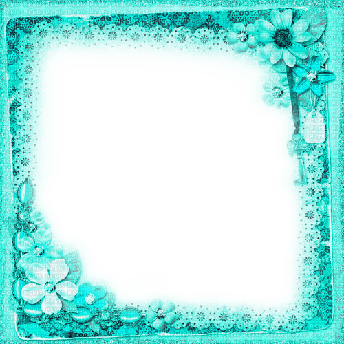 Teal Flowers Frame - By KittyKatLuv65 - δωρεάν png