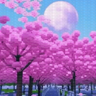 Pixelated Sakura Trees - nemokama png