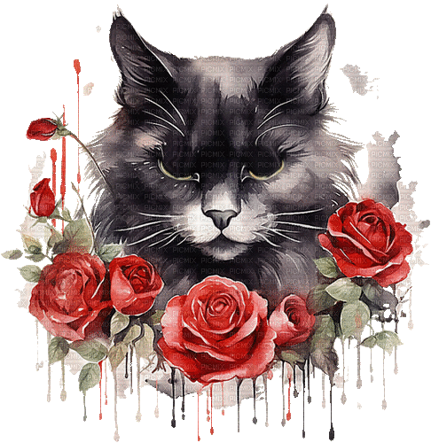♡§m3§♡ kawaii animated gothic cat red - GIF animado grátis