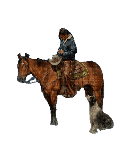 Cowboy hiver qui prie sur son cheval - Free PNG