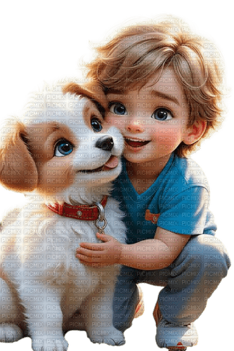 garçon et chien - ücretsiz png
