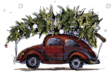 Christmas Car - Безплатен анимиран GIF