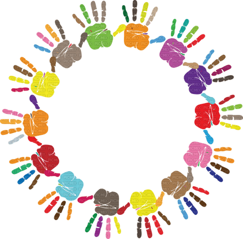 multicolored hands circle Bb2 - ilmainen png