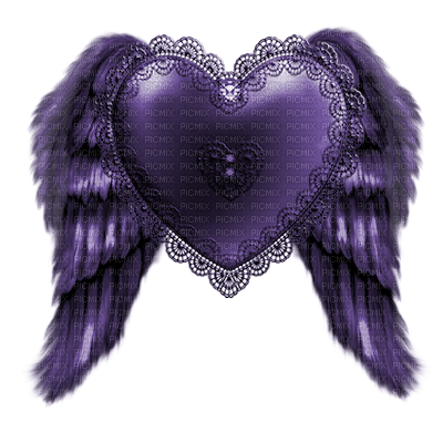 Kaz_Creations Purple Deco Scrap Colours Heart Love Wings - png gratuito