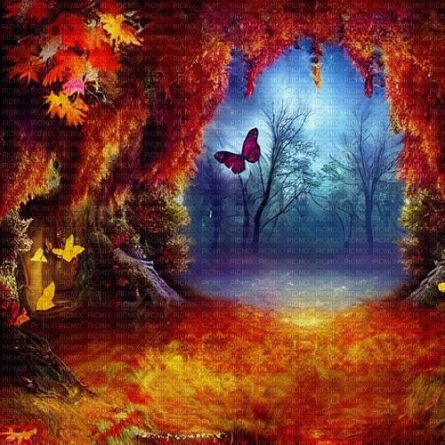 kikkapink autumn fantasy background forest - darmowe png