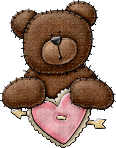 dolceluna bear brown vintage heart pastel - ilmainen png