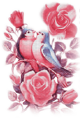 soave deco bird vintage  pink blue - 無料png