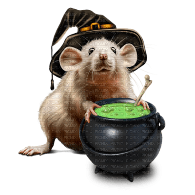 Ratón brujo   con caldera - png gratuito