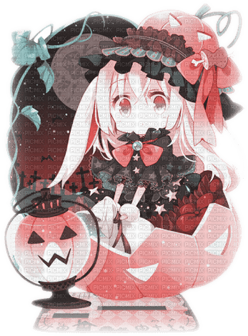 soave anime girl halloween witch  pink teal - kostenlos png