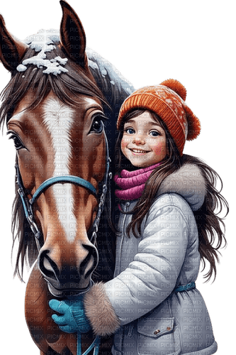 loly33 enfant  cheval hiver - nemokama png