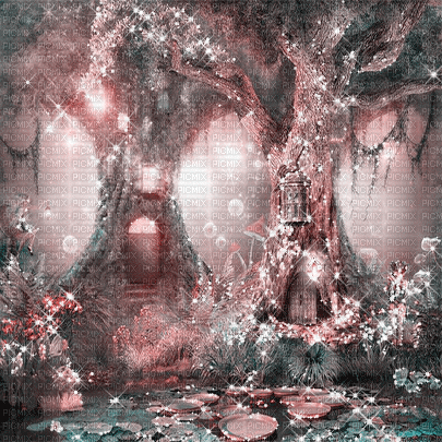 background animated fantasy forest tree - Ilmainen animoitu GIF