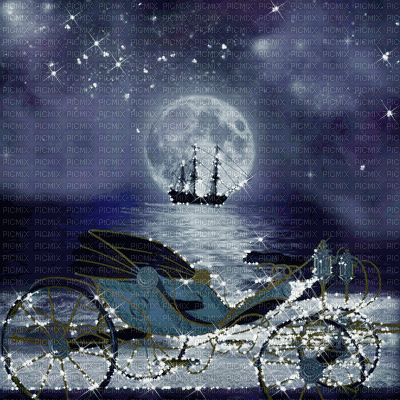 gothic dark blue background animated sea carriage - GIF เคลื่อนไหวฟรี