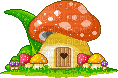 mushroom house - GIF เคลื่อนไหวฟรี