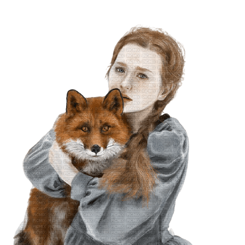 kikkapink woman winter fox fantasy painting - ücretsiz png