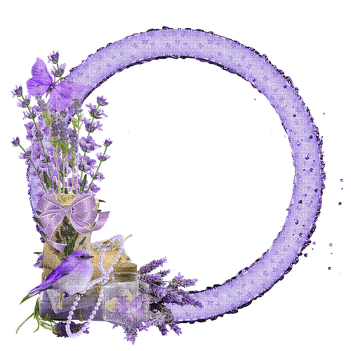 dolceluna scrap purple flowers spring frame - PNG gratuit