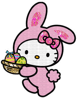 Hello kitty lapin rose  de Pâques oeufs aux chocolats Debutante - GIF animé gratuit