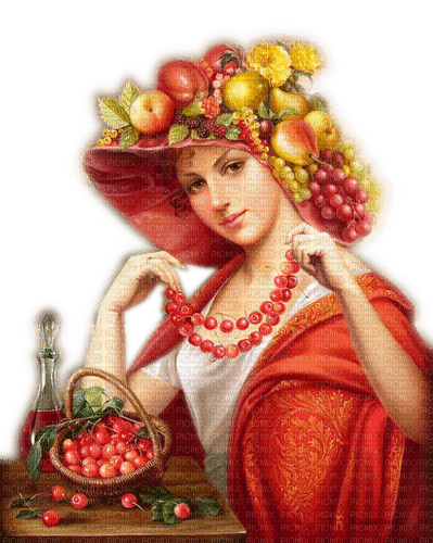 Rena red Vintage Obst Girl Mädchen Woman - Free PNG