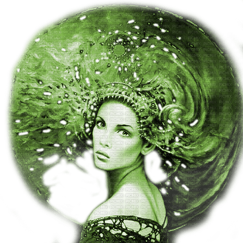 Y.A.M._Fantasy woman girl green - ilmainen png