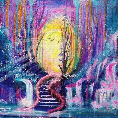 soave background animated forest fantasy painting - Zdarma animovaný GIF
