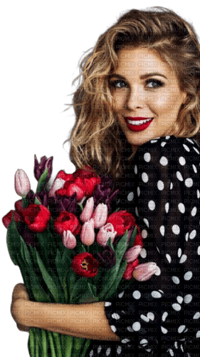 Женщина с тюльпанами - безплатен png
