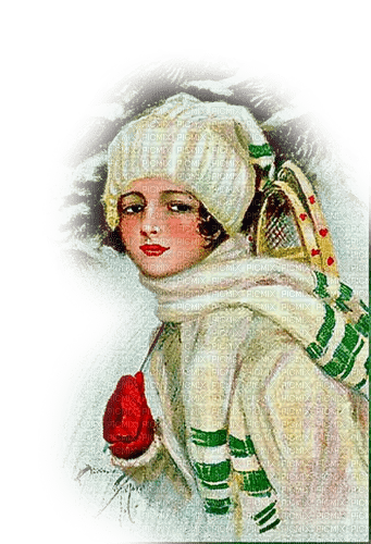 kikkapink vintage winter christmas woman - ücretsiz png