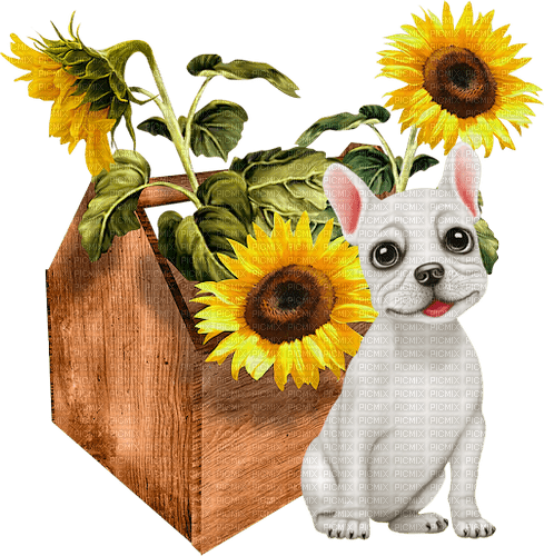 loly33 chien tournesol - Free PNG