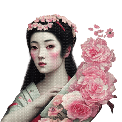 kikkapink pink geisha oriental woman - nemokama png