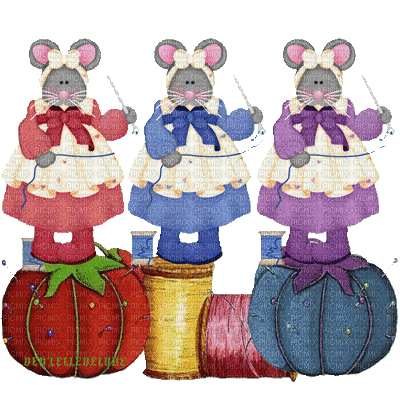 Three Sewing Mice - Бесплатни анимирани ГИФ