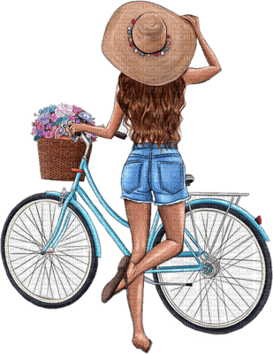 woman with bicycle bp - png ฟรี
