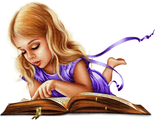 Children. Girl reading book. Leila - δωρεάν png