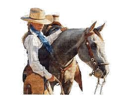 Cowgirl With Horse - GIF animé gratuit