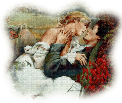 loly33 couple  vintage fond - Free PNG