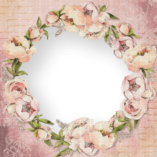 Pink.Frame.Cadre.Roses.Round.Victoriabea - png ฟรี