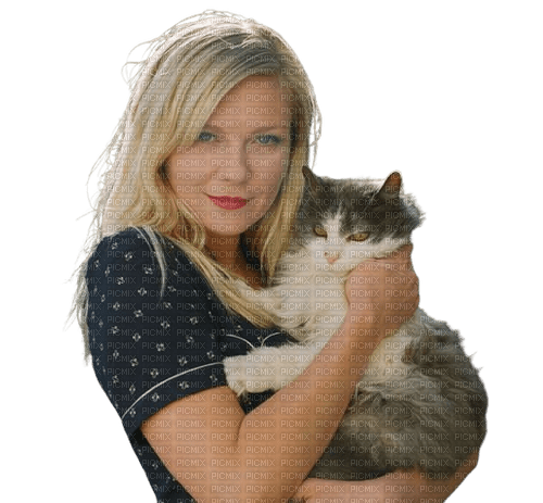 Femme avec son chat - besplatni png