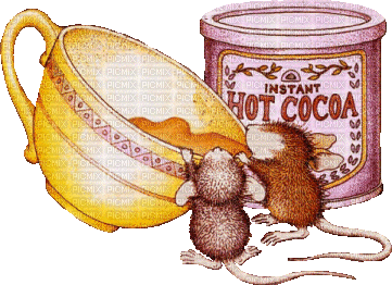 mouse maus souris animal animals  cocoa cup tasse drink fun  sweet tube deco breakfast gif anime animated animation - Gratis geanimeerde GIF