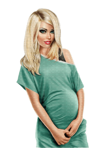 Pregnant woman. Green. Leila - png gratuito
