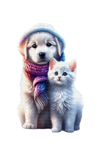 loly33 chien chat hiver - darmowe png
