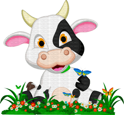 Y.A.M._Summer little animals cow - PNG gratuit