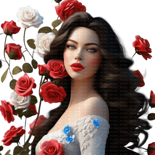 Woman roses white red Rox - kostenlos png
