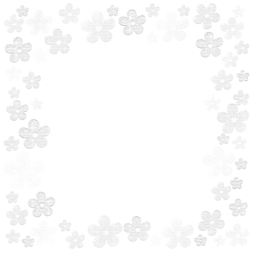 White flowers frame overlay deco [Basilslament] - 無料png