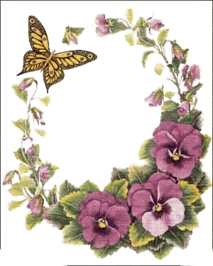 Blumen, Stiefmütterchen, Schmetterling - безплатен png