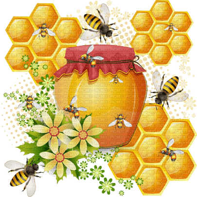 soave bee honey deco scrap background transparent - 無料png