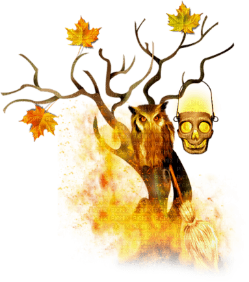 soave deco tree halloween gothic autumn owl skull - gratis png