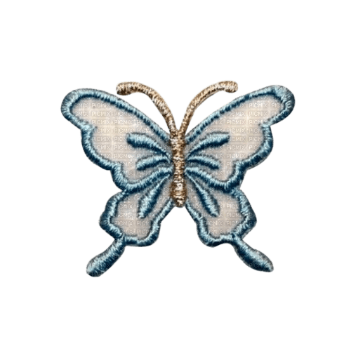 butterfly blue gold embroidery patch - png gratis