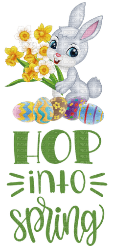 Kaz_Creations Easter-Text-Hop-Into-Spring - 免费PNG